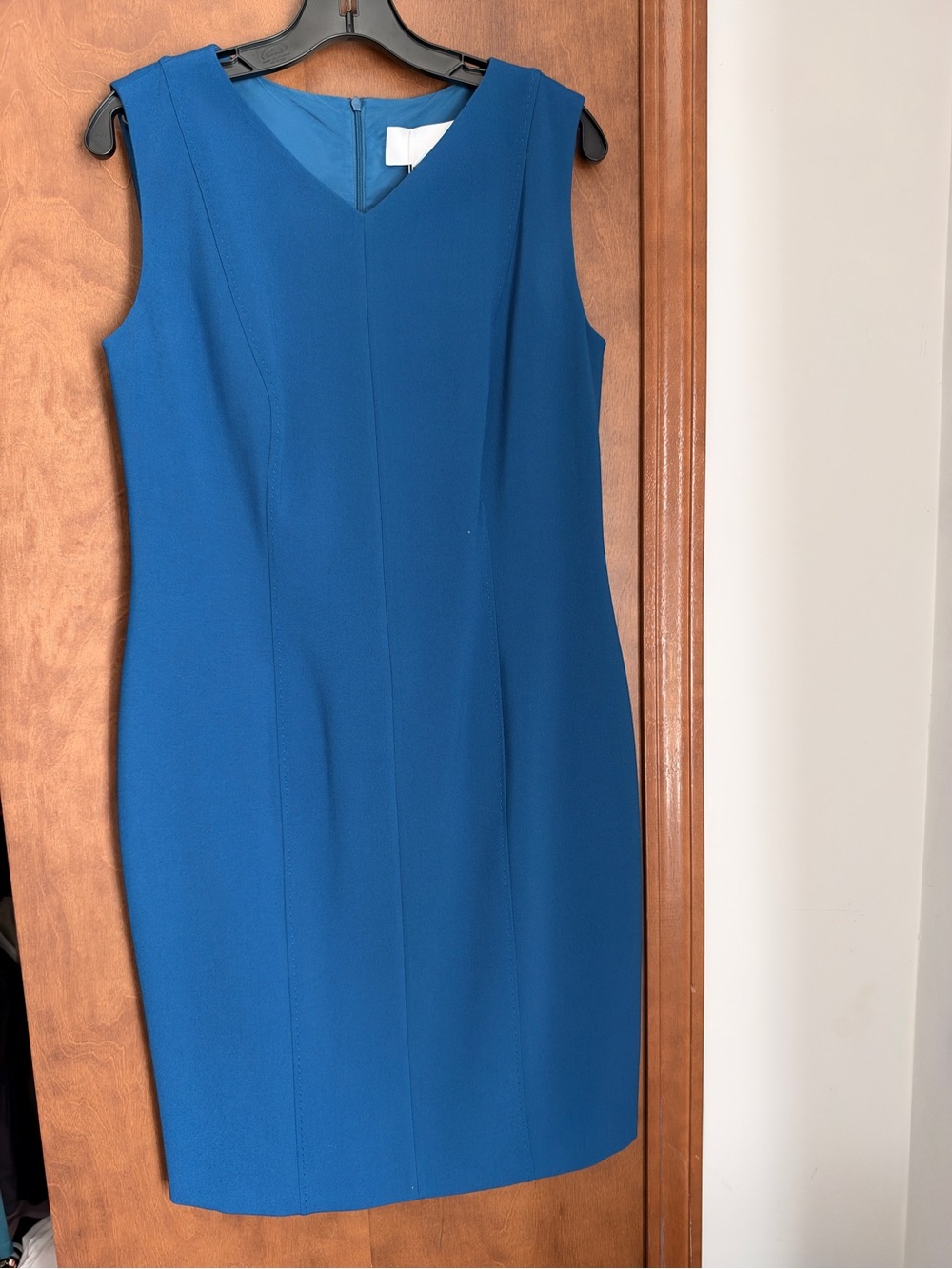 Hugo Boss Blue Sleeveless Midi Sheath Dress